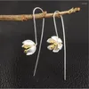 Stud Earrings Fashion High Quality 925 Sterling Silver Long Flowers For Women Girl Sterling-Silver-Jewelry