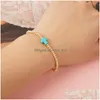 Bracelets de charme Yastyt Perles d'or Boho Cuivre Main Naturel Turquoise Traité Croix Pendentif Bracelet Pour Femmes Hommes Drop Deliv Dhko6