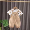 衣類セット2024幼児用スーツベビークマプリント服セットボーイズガールズカジュアル半袖衣装2pcsキッズサマーオーバー