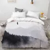 Bedding sets Nature Landscape Duvet Cover King/Queen Size 3D Natural Ink Painting Mountain Bedding Set Forest River Polyester Quilt Cover