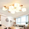Taklampor inomhus lyster Moderno ledde hem ljuskrona japanska för vardagsrum barn sovrum fyrkantig träbelysning