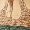 Shoulder Bags Casual Striped Straw Women Bag Panelled Paper Woven Lady Handbags Handmade Summer Beach Large Tote Braid Bali PurseH24217