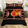 Bedding sets Basketball Court King Queen Duvet Cover Red Brick Wall Background Polyester Comforter Cover Retro Sports Ball Games Bedding Set