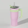 Gradient stor kapacitet 40 oz Big Mac Car Cup Handtag Portable Straw Cup Rostfritt stål Bil Thermos Cup Coffee Cup Business Cup