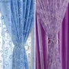 Cortina de luxo jacquard transparente para sala de estar, quarto, organza, voile, decoração de hotel, azul, amarelo, roxo, transparente