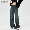 ZOENOVA Spring Harajuku Streets Vintage Women's Jeans Fashion Girl Y2K Wide Leg Pants Casual Retro Loose Straight Trousers 240124