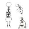 Nyckelringar vikbart skeletthänge nyckelkedja för män kvinnor antik silverfärg metall