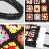 Shoulder Bags Bohemain Crochet Women Granny Square Tote Bag Casual Knitted Handbags Handmade Woven Summer Beach Small PurseH24217