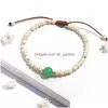 Bracelets de charme Nouvelle mode pierre de lave naturelle Turquoise bracelets faits à la main pour femmes corde tressée réglable 4mm perles Yog Dhgarden Dhv8L