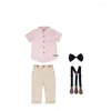 Ensembles de vêtements Enfants Mariage Formel Ensemble Né Bébé Garçons 1 An Costume D'anniversaire Enfants Chemise Pantalon Bowtie Pograph Robe Costume Doux