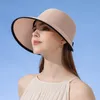 여자 여름 빨대 짠 빈 탑 모자 간단한 패션 해변 선 블록 선 블록 햇살 모자 큰 가장자리 햇빛 모자