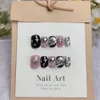 Y2K handgjorda kortpressar på naglar koreanska rosa och svarta stjärna naglar återanvändbara lim falska naglar akryl fullt omslag nagelspetsar 240129