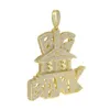 Glacé Bling Heavy Chunky CZ Lettre Grande Banque Pendentif Collier Zircone Cubique Dollar Symbole Banque Charme Hommes Hip Hop Bijoux 240131