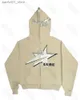 Moletons masculinos com capuz Y2k Falling StarBoy K-pop Primavera / Verão / Outono / Inverno Hoodie Botão de inverno Hip Hop Casal Jaqueta Zipper American Street Men Q240217