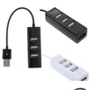 Hub di rete Mini splitter hub USB 2.0 a 4 porte per PC portatili Accessori per periferiche per computer Supporto velocità di trasferimento dati 480 Mbps Dro Dhbcg