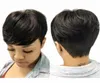 Human Hair Wig Pixie Short Cut Bob Wig For Black Women Dark Brown Full Machine Made none lace wigs78139392475934