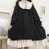 Abiti casual in stile giapponese Autunno donna ad alta vita Slide-color Contrast Ruffled Sweet Lolita Princess Kawaii Abbigliamento