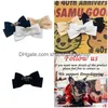 Dog Apparel Designer Dog Hair Bow With Classic Letter Pattern Luxurious Puppy Bows Cat Topknot Pet Headdress Rhinestones Grooming Bowk Dh2Pv
