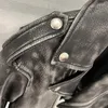 여자 재킷 여성 빈티지 정품 가죽 오토바이 재킷 트렌디 한 캐주얼 느슨한 느슨한 긴 슬리브 라펠 라벨 세련된 지퍼 스킨 코트 바이커