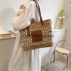 Shoulder Bags 2023 Fashion Straw Beach Basket Bag Women Rattan Large Capacity Woven Hand-made Handbag Female Purse TotesH24217