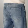 Herenjeans Plus maat 28 36 Losse rechte denim Casual lichtblauwe kleur Mannelijke wijde pijpenbroek Klassieke merklange broek