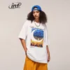 メンズTシャツインフレーションメンヒップホップシャツストリートウェアサマー面白いスクリーン印刷ドロップショルダーコットンティー