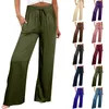 Women's Pants Wide Leg For Women High Elastic Waist Flowy Palazzo Casual Loose Comfy Trousers With Pockets Y2k Official Store