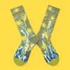 Men's Socks Hip- Hop Trend Women Novel Geometric Florets Personality Design Cotton Sock High Quality Oil Painting