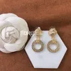 Gouden metalen oorbellen bungelt studs ontwerper brief vergulde oorbellen oordruppels met geschenkdoos Valentijnsdag verjaardagscadeau