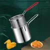 Pans Multifunction Stainless Steel Fryer Gas Mini Pot With Strainer Tempura Oil Saving Small Clamp Kitchen Tool