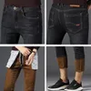 Men Winter Fleece Warm Jeans Brand 2023 Fashion Business Pants Retro Classic Denim Trousers Autumn Casual Stretch Slim Jeans Men 240124