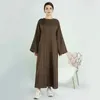 Ethnic Clothing Plain Muslim Abaya Dress Dubai Casual Cotton Linen Abayas For Women Ramadan Eid African Dresses Islamic Modest Kaftan