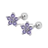 Stud Novo 4 Cor Flor Cz Brincos Para Mulheres Menina Ouro Sier Titânio Aço 5A Flash Zircon Studs Elegante Jóias Drop Dhgarden Dhwo1