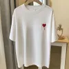 2024 Amis Designer T-Shirt Paris Polo Men Women Summer Love Letter T-Shirt Fashion Embroidery Couple Short Sleeve High Street Loose Round Neck Tee 4015