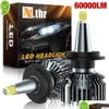 Araba Farları Yeni H1 H7 H11 LED ARAÇ FARLI BBS 60000LM Parlak Far 6000K 9005 HB3 9006 HB4 D2S H3 9012 360 Sis Işıkları 12V Mini DH7FG