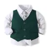 Abiti formali per bambini Ragazzo per gentiluomo Set Camicia a maniche lunghe Gilet Pantaloni Ragazzi Abiti Matrimonio Compleanno Festa Abiti eleganti 240122