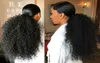 Big Super Curly Low Weave Ponytail 1b Czarny elegancki i błyszczący niesamowity sznur Afro Kinky Curly Kucyk do włosów czarnej WOM8868721