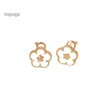 Van Clover Cleef Kolczyka Projektantki kolczyki Vanly Kolczyki V Golden Fan High Edition Plum Blossom Ear Studs Kobieta Wyciągnięte 18K Rose Gold Ear Clam Clam Clip White Frit