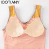 Camisoles tanques 2024 lingerie feminina confortável sono superior inverno quente sutiã colete térmico de pelúcia roupa interior com decote em v grosso elástico acolchoado