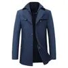 Зимнее шерстяное толстое теплое пальто, мужская мода с двойным воротником, ветрозащитная, умная повседневная мужская куртка, верхняя одежда, длинные шерстяные пальто, дропшиппинг 2551