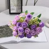 Fiori decorativi Panno di seta finta Squisito bouquet di rose artificiali in stile coreano per la simulazione di decorazioni per matrimoni domestici con 10 forchette