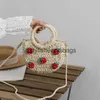 Shoulder Bags 2023 New Cute Cherry Small Fresh Straw Bag Hand-woven Strawberry Messenger Beach Women Purses Fashion SummerH24217