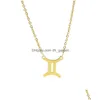 Pendentif Colliers 12 Constellation pendentifs en acier inoxydable colliers ras du cou pour femmes or mode Simple pendentif chaîne Nec Dhgarden Dh390