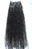 Clip de trame de cheveux bouclés crépus humains brésiliens vierges remy afro en noir naturel 1b extensions de couleur brun foncé 1620651