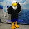 Trajes da mascote preto branco longo pele águia falcão tercel tiercel falcon abutre traje personagem dos desenhos animados bem-vindo jantar marketing z2665