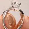 Кольца кластера, однотонное женское кольцо из белого золота 10 карат, 1, 2, 3, 4, 5, круглые муассанитовые бриллианты, лента для свадьбы, годовщины и помолвки