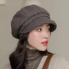 British Retro Style Versatile Casual Beret Autumnwinter Keep Warm Roll Brim Octonal Hat Women Fashion Sboy Hat Winter Hat 240127