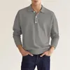 Polos pour hommes Couleur Unie À Manches Longues Polo T-shirts Hommes Respirant T-shirts De Sport Décontracté Chemises de Golf T-shirt de Travail Hauts Pullover Homme