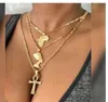 3Pcs Afrika Kaart Nefertiti Hanger Ketting Set Voor Vrouwen Mannen Gouden Kleur Rvs Egyptische Sieraden7108427