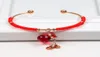 Bracciale rigido in acciaio inossidabile 316L per donna Braccialetti aperti in corda rossa stile cinese Bottiglia di zucca in oro rosa 18KGP8847996